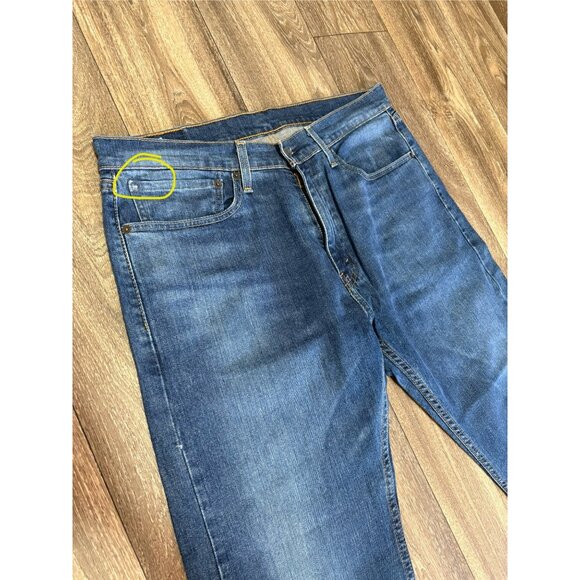 Levis 505 Jeans Men 34X30 Straight Leg Blue Denim Stretch Regular Fit READ!! - Picture 2 of 10